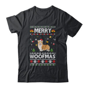 Merry Woofmas Corgi Santa Reindeer Ugly Christmas Sweater Classic T Shirt Black 600x.jpg