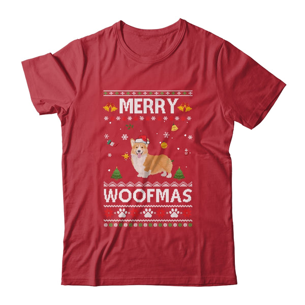 Merry Woofmas Corgi Santa Reindeer Ugly Christmas Sweater Classic T Shirt Red 600x.jpg