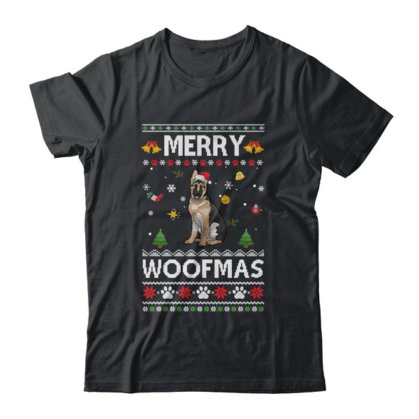 Merry Woofmas German Shepherd Santa Reindeer Ugly Christmas Sweater Classic T Shirt Black 600x.jpg