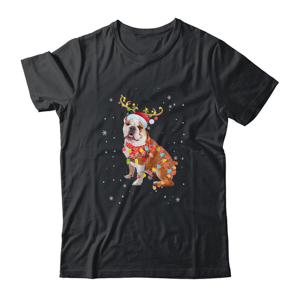 Funny Bulldog Christmas Tree Santa Reindeer Pajamas Classic T Shirt Black 600x.jpg
