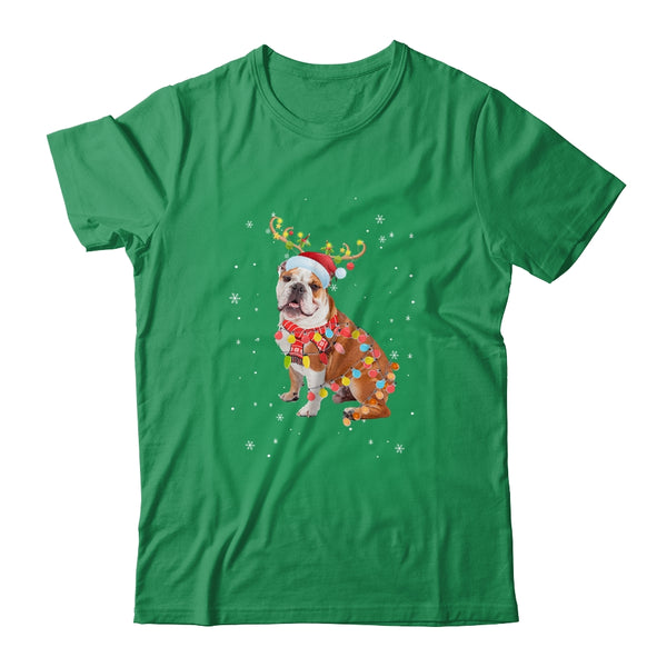 Funny Bulldog Christmas Tree Santa Reindeer Pajamas Classic T Shirt Irish Green 600x.jpg