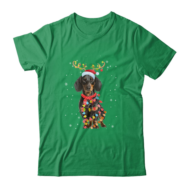 Funny Dachshund Christmas Tree Santa Reindeer Pajamas Classic T Shirt Irish Green 600x.jpg