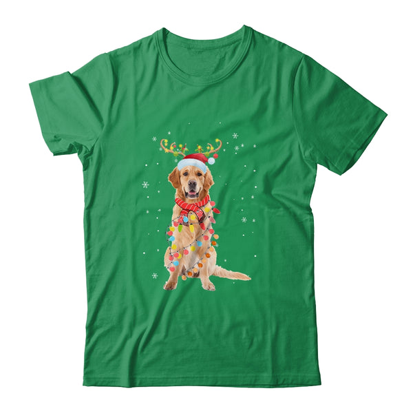 Funny Golden Retriever Christmas Tree Santa Reindeer Pajamas Classic T Shirt Irish Green 600x.jpg