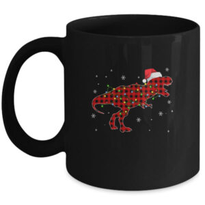 Red Plaid Dinosaur Christmas Lights Santa Hat Pajamas Mug 11oz Mug Black 600x 1.jpg