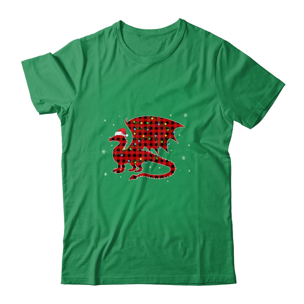 Red Plaid Dragon Christmas Lights Santa Hat Pajamas Classic T Shirt Irish Green 600x.jpg