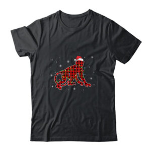 Red Plaid Monkey Christmas Lights Santa Hat Pajamas Classic T Shirt Black 600x 1.jpg