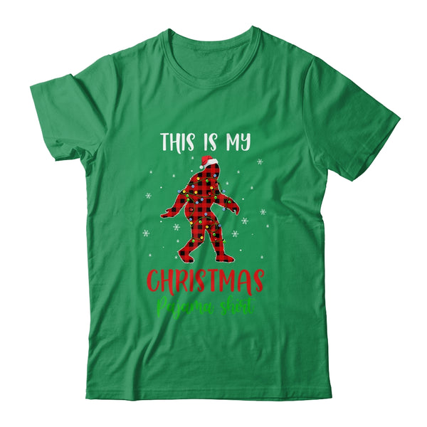 This Is My Christmas Pajama Shirt Bigfoot Red Plaid Classic T Shirt Irish Green 600x.jpg