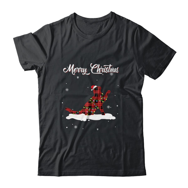 Cat Christmas Red Plaid Cat Lover Pajama Family Gift Classic T Shirt Black 600x.jpg