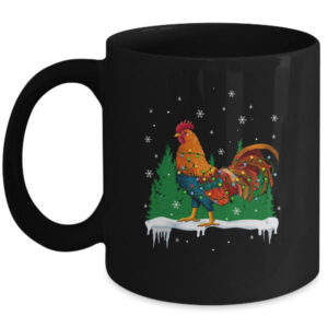 Christmas Rooster Xmas Farmer Chicken Lights Snowflakes Mug 11oz Mug Black 600x.jpg