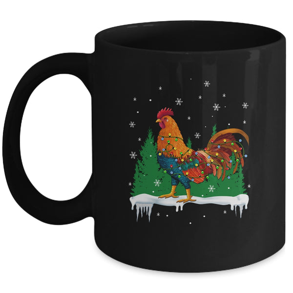 Christmas Rooster Xmas Farmer Chicken Lights Snowflakes Mug 11oz Mug Black 600x.jpg