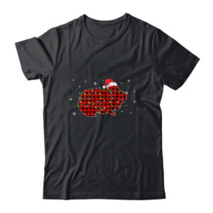 Red Plaid Guinea Pig Christmas Lights Santa Hat Pajamas Classic T Shirt Black 600x.jpg