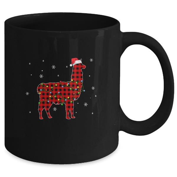 Red Plaid Llama Christmas Lights Santa Hat Pajamas Mug 11oz Mug Black f41119f6 0c84 4dc8 a758 73e62f67231d 600x.jpg