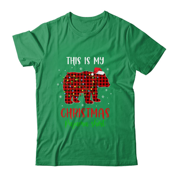 This Is My Christmas Pajama Shirt Bear Red Plaid Classic T Shirt Irish Green 600x.jpg