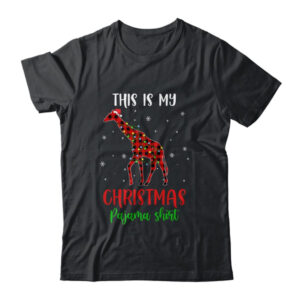 This Is My Christmas Pajama Shirt Giraffe Red Plaid Classic T Shirt Black 600x.jpg