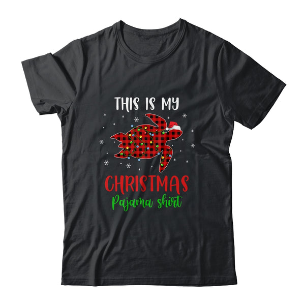 This Is My Christmas Pajama Shirt Turtle Red Plaid Classic T Shirt Black 600x.jpg