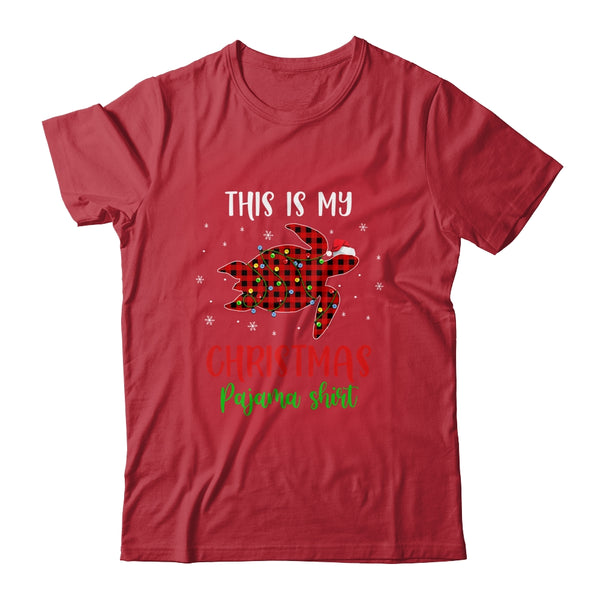 This Is My Christmas Pajama Shirt Turtle Red Plaid Classic T Shirt Red 600x.jpg