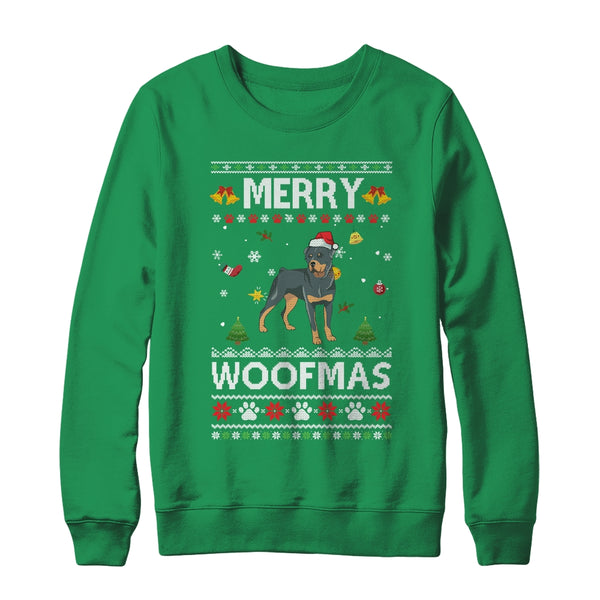 Merry Woofmas Rottweiler Santa Reindeer Ugly Christmas Sweater Crewneck Sweatshirt Irish Green 600x.jpg