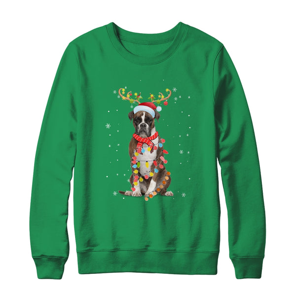 Funny Boxer Christmas Tree Santa Reindeer Pajamas Crewneck Sweatshirt Irish Green 600x.jpg