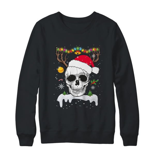 Skull Reindeer Christmas Funny Skulls Santa Hat Reindeer Crewneck Sweatshirt Black 600x.jpg