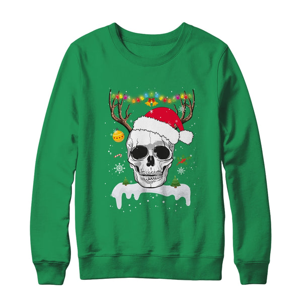 Skull Reindeer Christmas Funny Skulls Santa Hat Reindeer Crewneck Sweatshirt Irish Green 600x.jpg