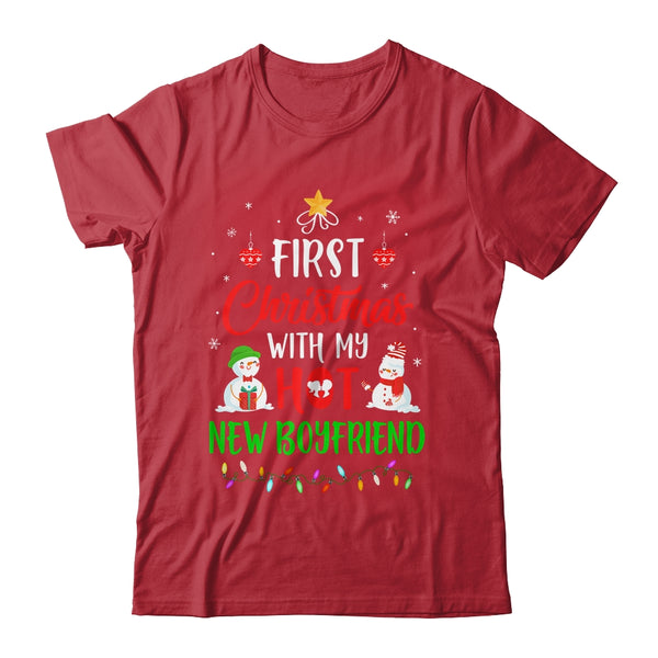 First Christmas With My Hot New Boyfriend Funny Couple Gift Classic T Shirt Red 600x.jpg