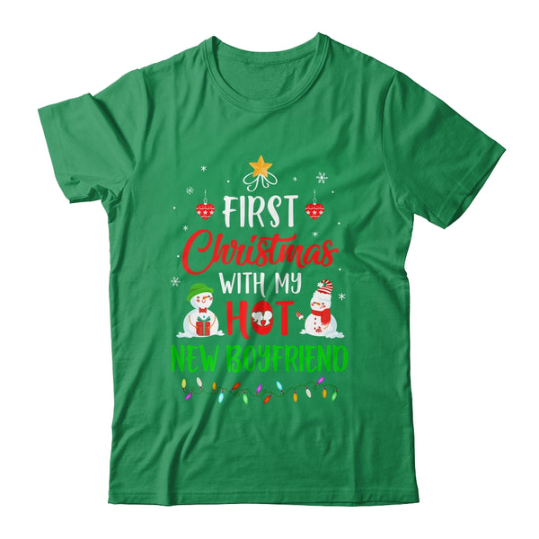 First Christmas With My Hot New Boyfriend Funny Couple Gift Classic T Shirt Irish Green 600x.jpg