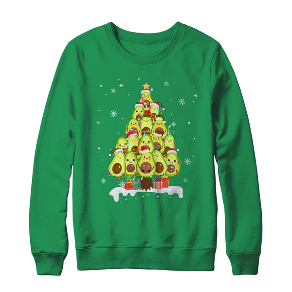 Avocado Tree Christmas Light Funny Christmas Vegans Gifts Crewneck Sweatshirt Irish Green 600x.jpg