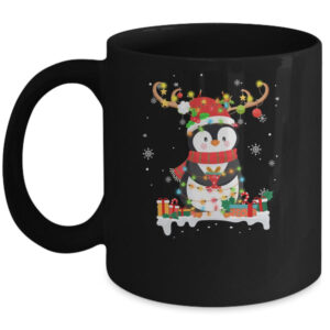 Cute Penguin Reindeer Santa Hat Xmas Christmas Penguin Lover Mug 11oz Mug Black 600x.jpg