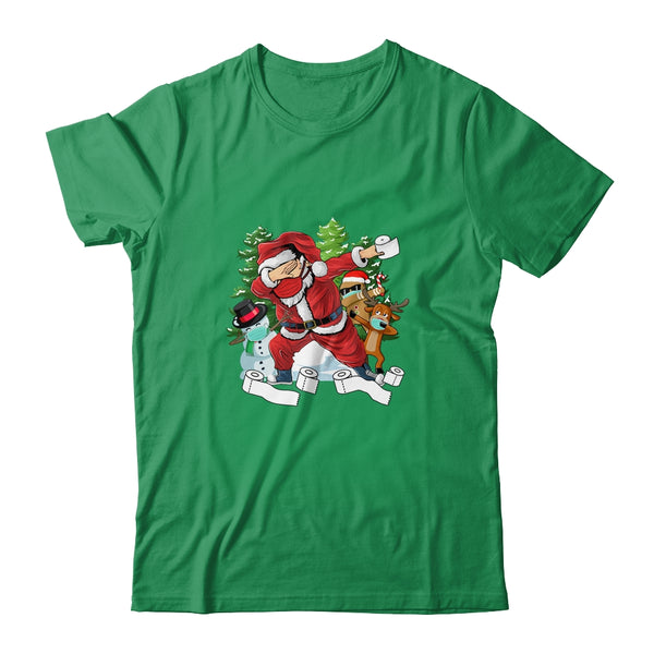 Santa And Friends Wearing Mask New Christmas Quarantine Classic T Shirt Irish Green 600x.jpg