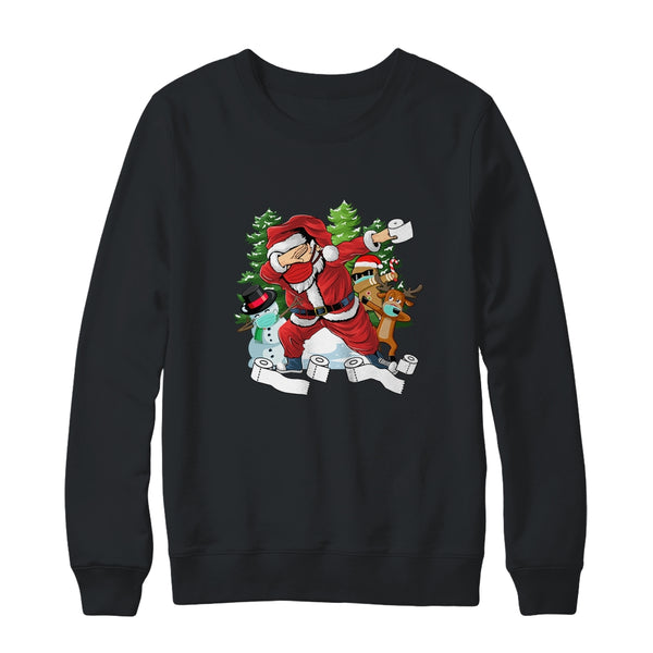 Santa And Friends Wearing Mask New Christmas Quarantine Crewneck Sweatshirt Black 600x.jpg
