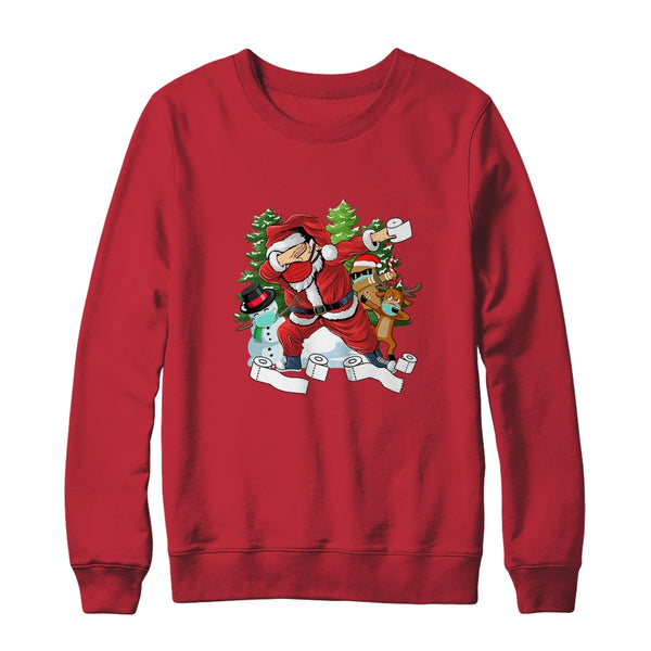 Santa And Friends Wearing Mask New Christmas Quarantine Crewneck Sweatshirt Red 600x.jpg