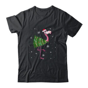 Funny Flamingo Christmas Tree Xmas Light Gift Classic T Shirt Black 600x.jpg