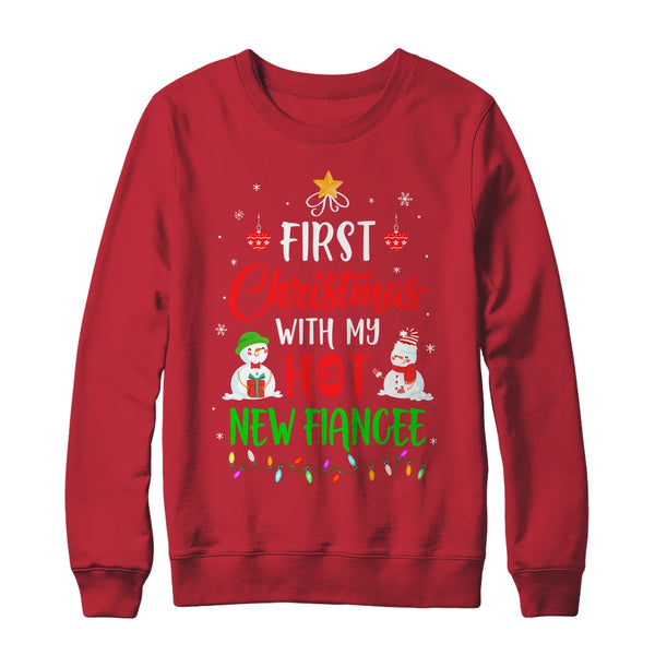 First Christmas With My Hot New Fiancee Funny Couple Gift Crewneck Sweatshirt Red 600x 1.jpg