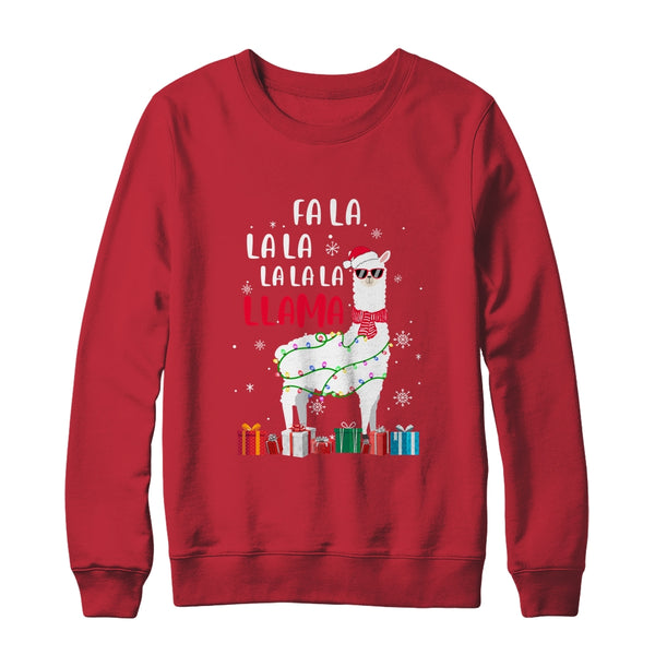 Fa La La Llama Christmas For Women Men Kids Crewneck Sweatshirt Red 600x.jpg