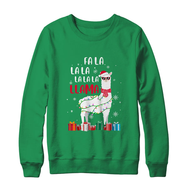 Fa La La Llama Christmas For Women Men Kids Crewneck Sweatshirt Irish Green 600x.jpg