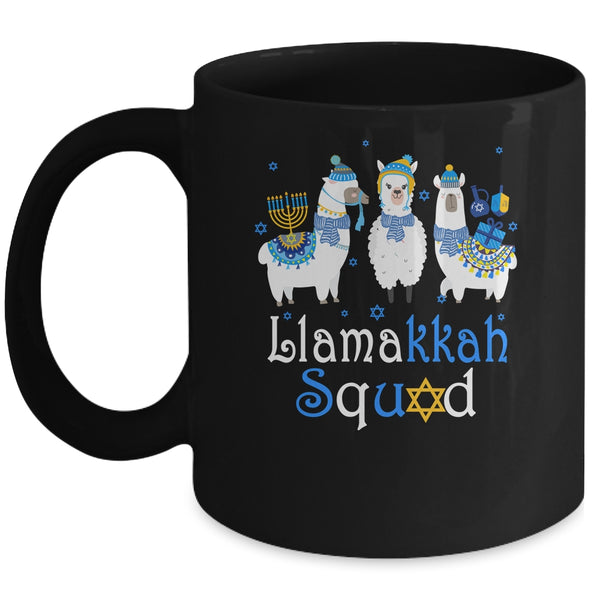 Llamakkah Squad Funny Jewish Hanukkah Gift Cute Llama Mug 11oz Mug Black 600x.jpg
