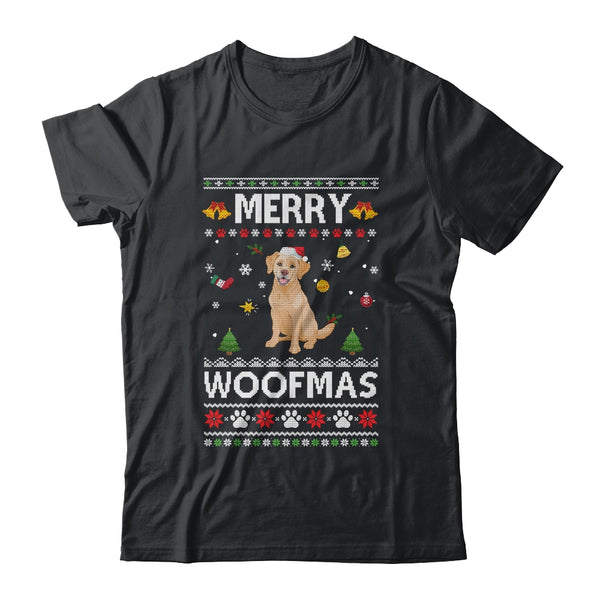Merry Woofmas Labrador Santa Reindeer Ugly Christmas Sweater Classic T Shirt Black 600x.jpg