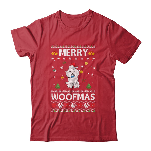 Merry Woofmas Poodle Santa Reindeer Ugly Christmas Sweater Classic T Shirt Red 600x.jpg