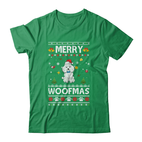 Merry Woofmas Poodle Santa Reindeer Ugly Christmas Sweater Classic T Shirt Irish Green 600x.jpg