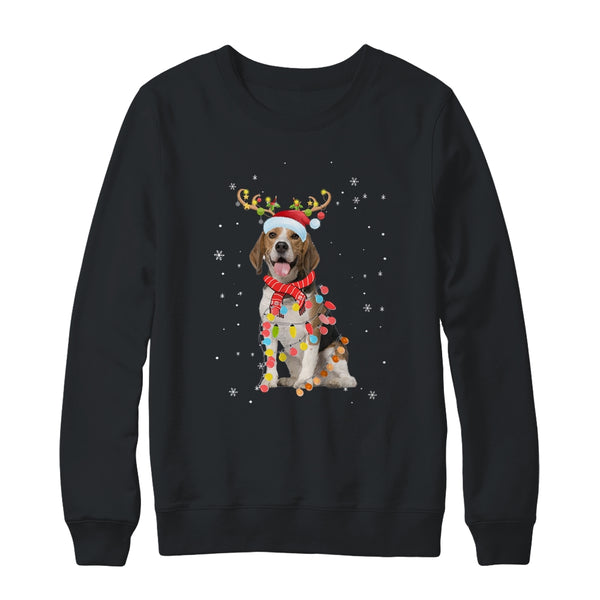 Funny Beagle Christmas Tree Santa Reindeer Pajamas Crewneck Sweatshirt Black 600x 1.jpg