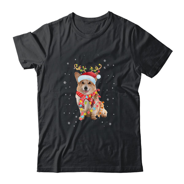 Funny Corgi Christmas Tree Santa Reindeer Pajamas Classic T Shirt Black 600x.jpg