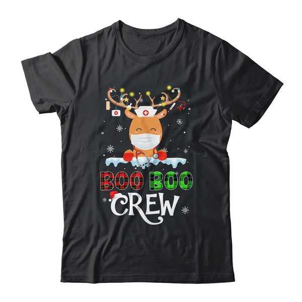 Christmas Boo Boo Crew Reindeer Nurse Buffalo Plaid Nurse Classic T Shirt Black 600x.jpg
