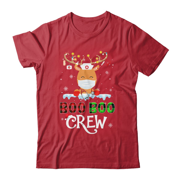 Christmas Boo Boo Crew Reindeer Nurse Buffalo Plaid Nurse Classic T Shirt Red 600x.jpg
