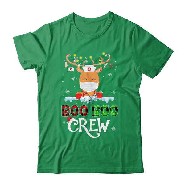 Christmas Boo Boo Crew Reindeer Nurse Buffalo Plaid Nurse Classic T Shirt Irish Green 600x.jpg