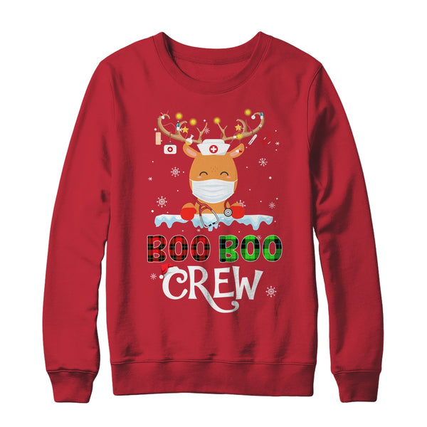 Christmas Boo Boo Crew Reindeer Nurse Buffalo Plaid Nurse Crewneck Sweatshirt Red 600x.jpg