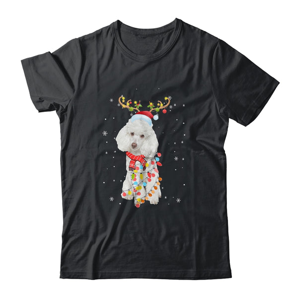 Funny Poodle Christmas Tree Santa Reindeer Pajamas Classic T Shirt Black 600x.jpg