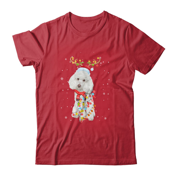 Funny Poodle Christmas Tree Santa Reindeer Pajamas Classic T Shirt Red 600x.jpg