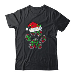Snowflakes Dog Paw Santa Hat Christmas Dog Lovers Gift Classic T Shirt Black 600x.jpg
