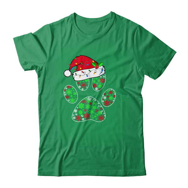 Snowflakes Dog Paw Santa Hat Christmas Dog Lovers Gift Classic T Shirt Irish Green 600x.jpg