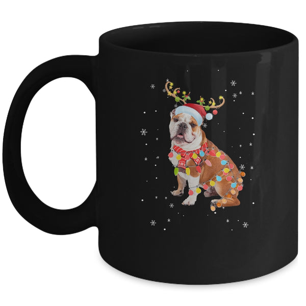 Funny Bulldog Christmas Tree Santa Reindeer Pajamas Mug 11oz Mug Black 600x.jpg